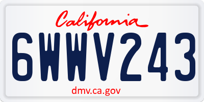 CA license plate 6WWV243