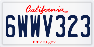 CA license plate 6WWV323