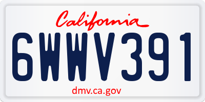 CA license plate 6WWV391