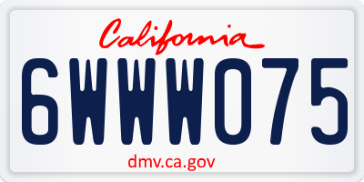 CA license plate 6WWW075