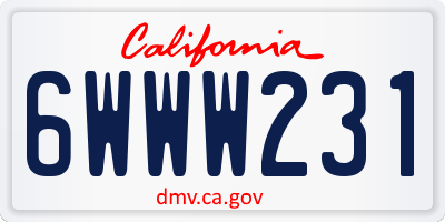 CA license plate 6WWW231