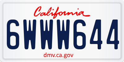 CA license plate 6WWW644