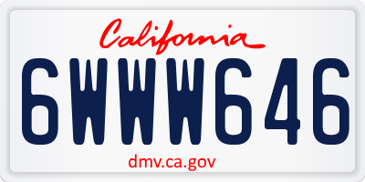CA license plate 6WWW646