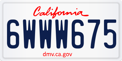 CA license plate 6WWW675