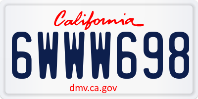 CA license plate 6WWW698