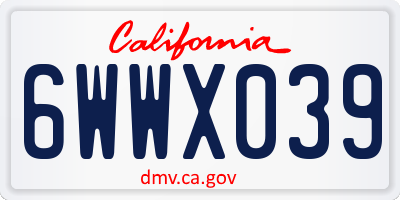 CA license plate 6WWX039
