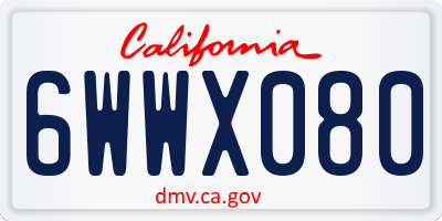 CA license plate 6WWX080