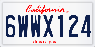 CA license plate 6WWX124