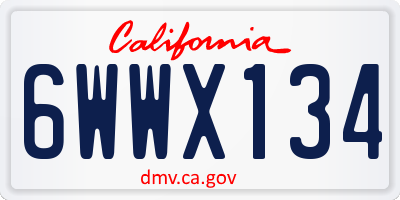 CA license plate 6WWX134