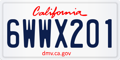 CA license plate 6WWX201