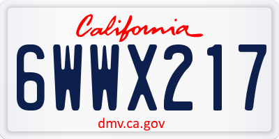 CA license plate 6WWX217