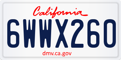 CA license plate 6WWX260