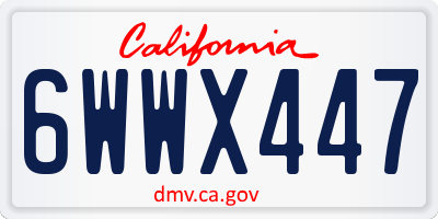 CA license plate 6WWX447