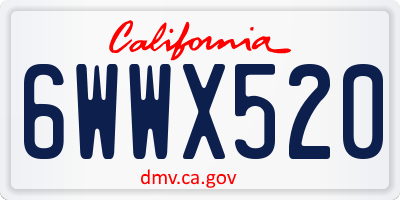 CA license plate 6WWX520