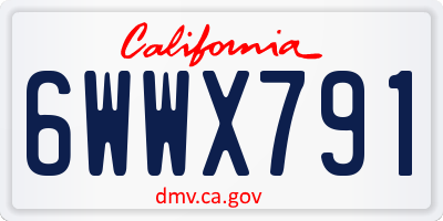 CA license plate 6WWX791