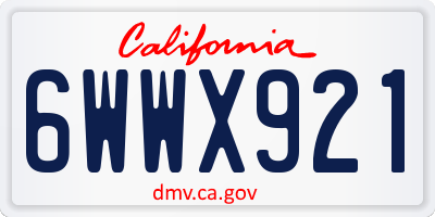 CA license plate 6WWX921