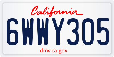 CA license plate 6WWY305