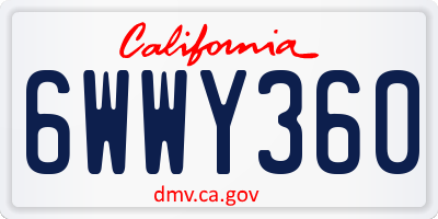 CA license plate 6WWY360