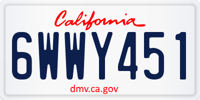 CA license plate 6WWY451