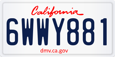 CA license plate 6WWY881