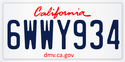 CA license plate 6WWY934