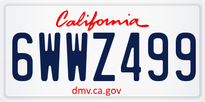 CA license plate 6WWZ499