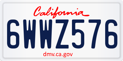 CA license plate 6WWZ576