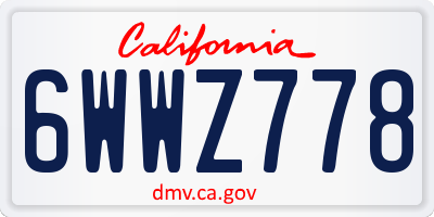 CA license plate 6WWZ778