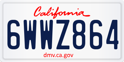 CA license plate 6WWZ864