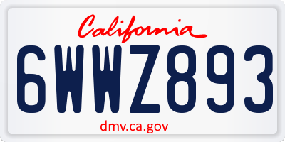 CA license plate 6WWZ893