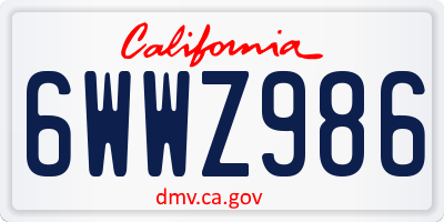 CA license plate 6WWZ986