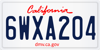 CA license plate 6WXA204