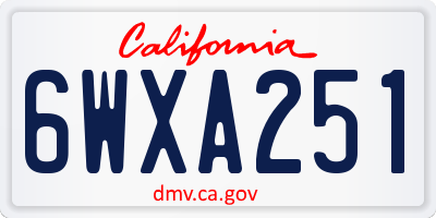 CA license plate 6WXA251