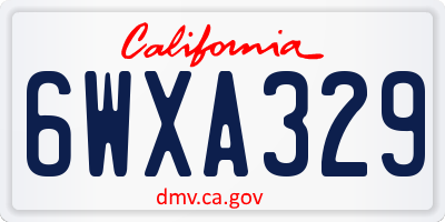 CA license plate 6WXA329
