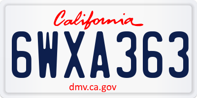 CA license plate 6WXA363