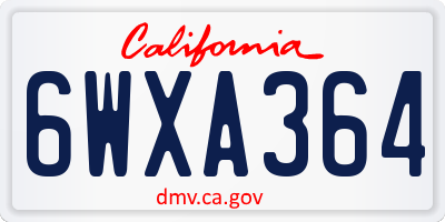 CA license plate 6WXA364