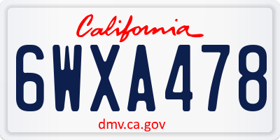 CA license plate 6WXA478