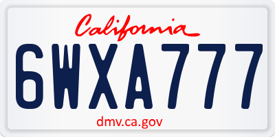 CA license plate 6WXA777