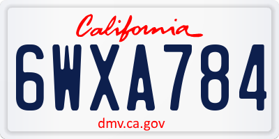 CA license plate 6WXA784