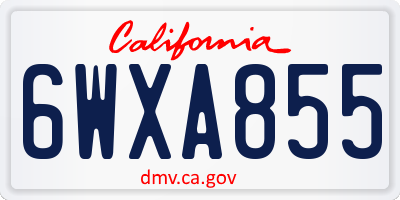 CA license plate 6WXA855