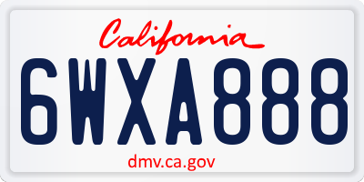 CA license plate 6WXA888