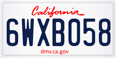 CA license plate 6WXB058