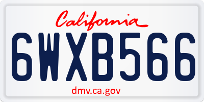 CA license plate 6WXB566