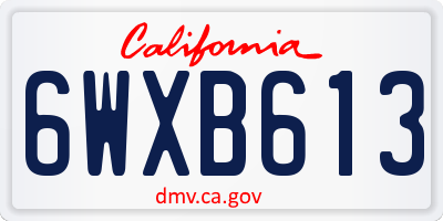 CA license plate 6WXB613