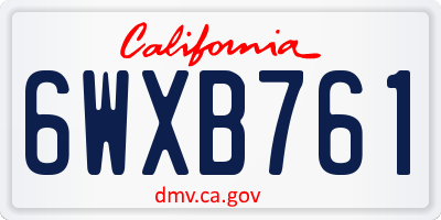 CA license plate 6WXB761