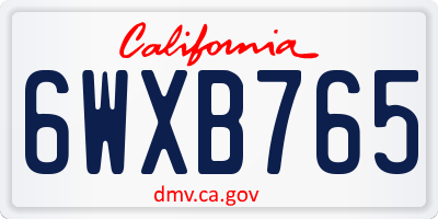 CA license plate 6WXB765