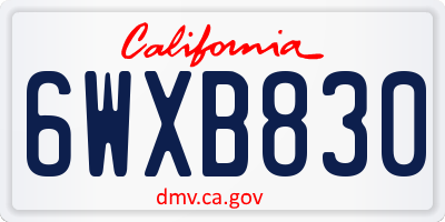 CA license plate 6WXB830