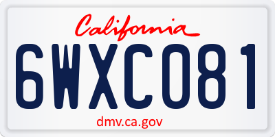 CA license plate 6WXC081