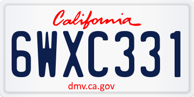 CA license plate 6WXC331