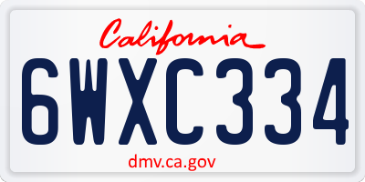 CA license plate 6WXC334